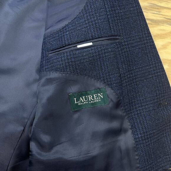 Lauren Ralph Lauren Windowpane Plaid Wool Sport Coat Blazer Men’s 50L Blue - Picture 4 of 16